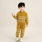 Boys Mustard Striped Knitted Sweater & Trouser Set