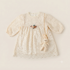 Cream Lace Party Frock with Bunny Purse