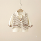 Gentleman Geometric Vest and Pants Set – Light Beige