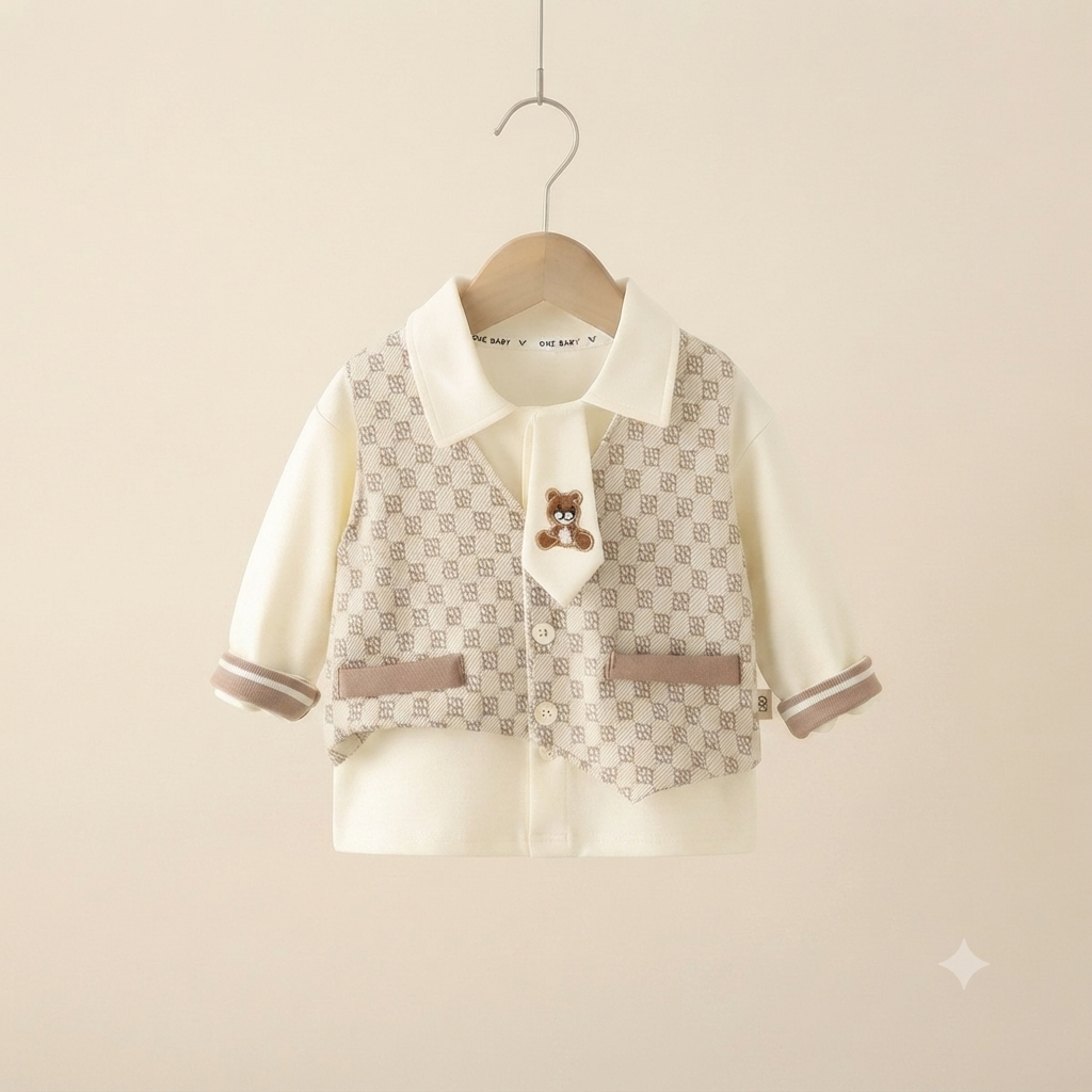 Gentleman Geometric Vest and Pants Set – Tea Pink