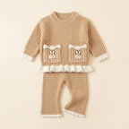 Baby Girls Bunny Ribbed Knit 2-Piece Outfit