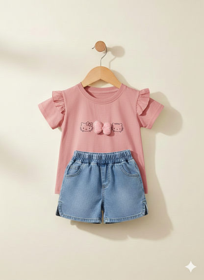 Kitty Charm Denim Co-ord Set