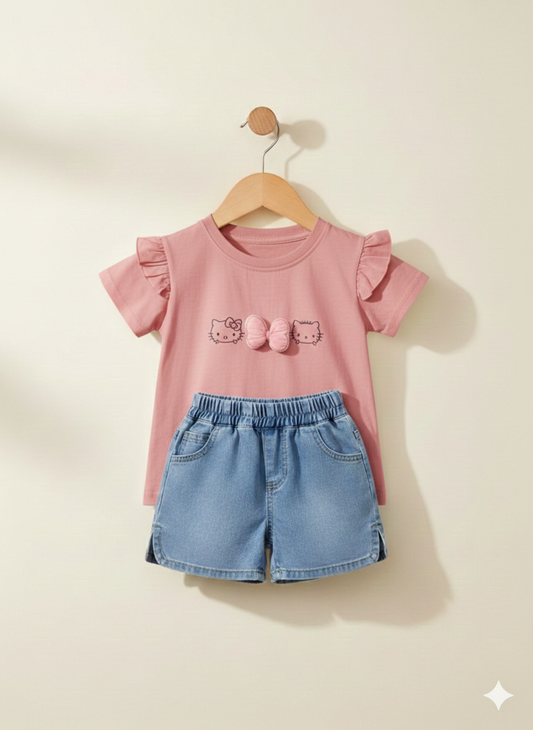 Kitty Charm Denim Co-ord Set
