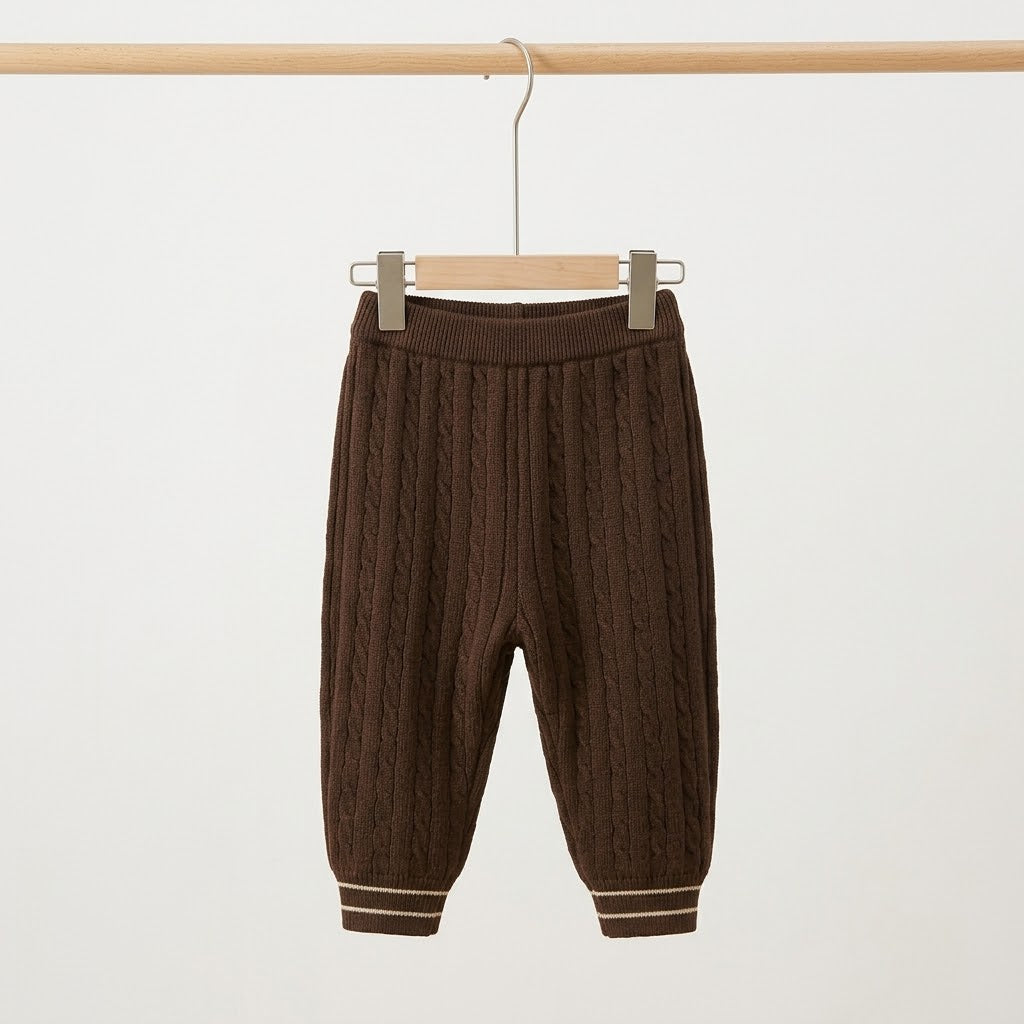 Boys Brown Knitted Sweater & Trouser Set
