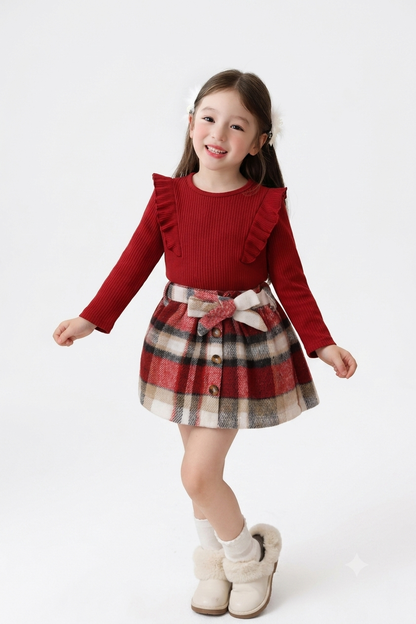 Ruby Plaid Ruffle Dress