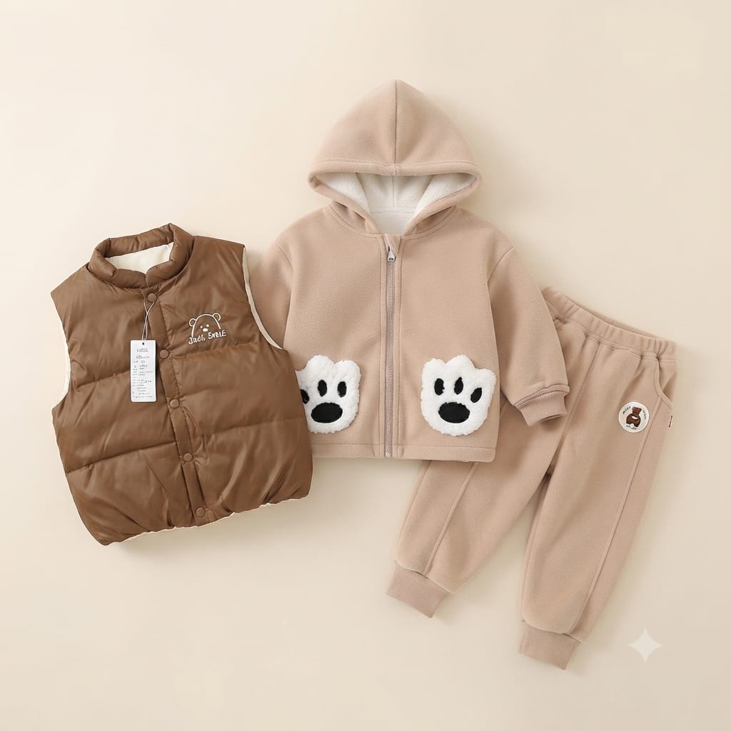 Cozy Bear 3-Piece Fleece & Puffer Tracksuit