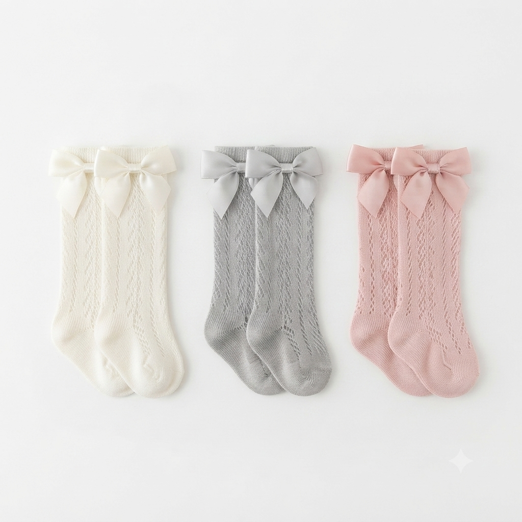 Baby Girl Bow Socks | Toddler Cotton Stockings