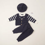 Gentleman Striped Vest & Beret Set- 3 piece