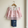 Blossom Charm Embroidered Co-ord Set Pink