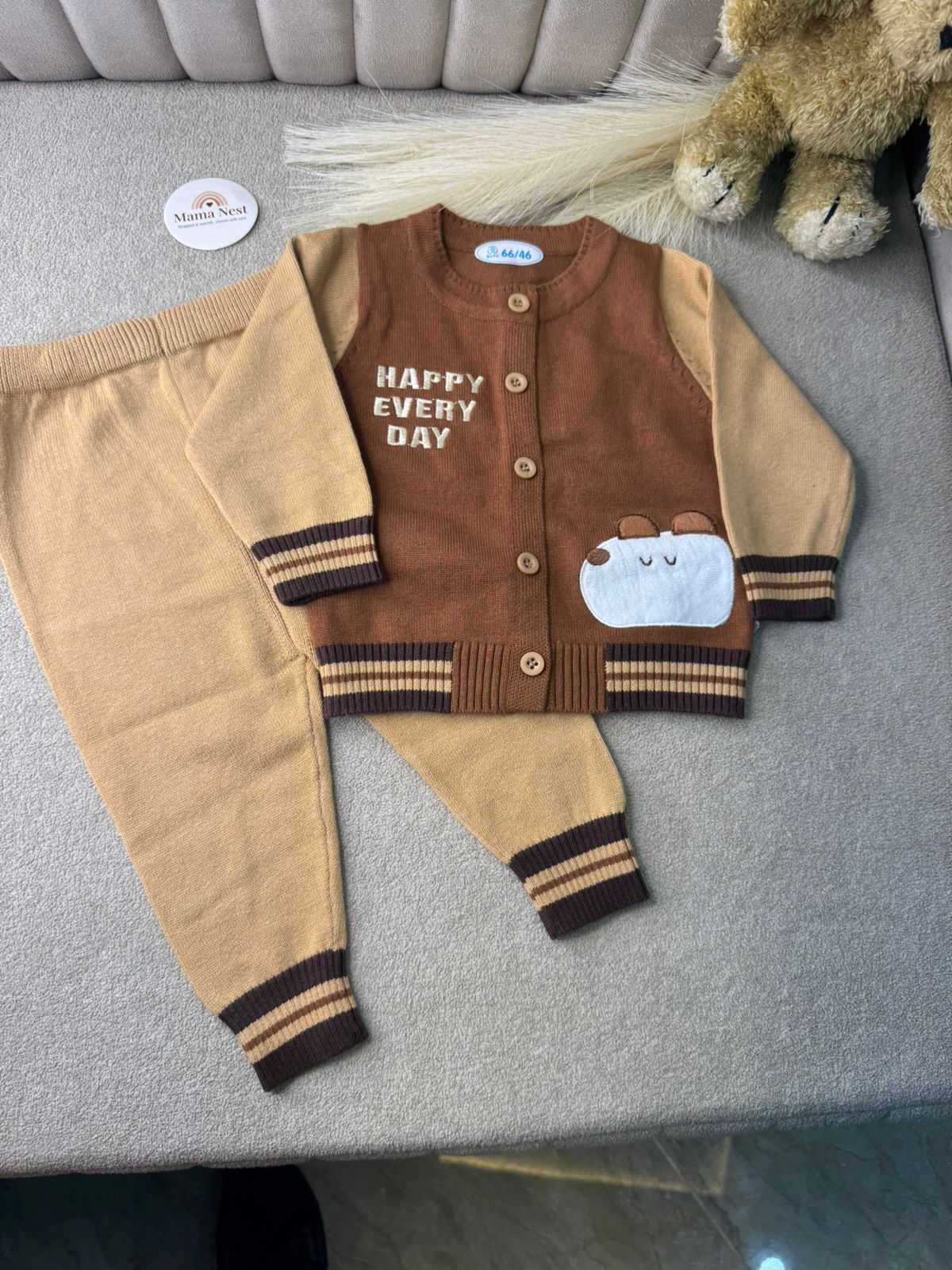Happy Bear Button Knit Set