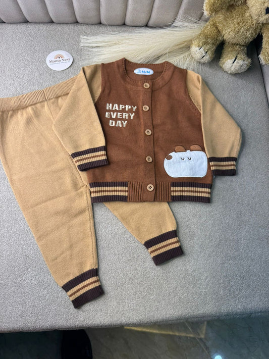 Happy Bear Button Knit Set
