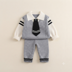 Baby Boy Knit Sweater and Pants Set with Mock Tie
