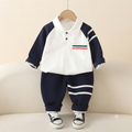 Toddler Boy Colorblock Polo Sweatshirt and Jogger Set-Blue