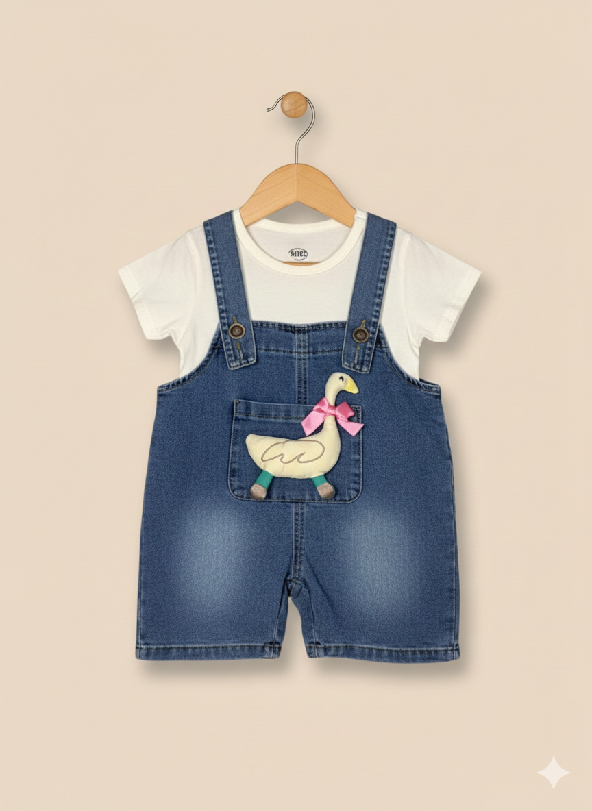 Little Swan Denim Dungaree Set (2-Piece)