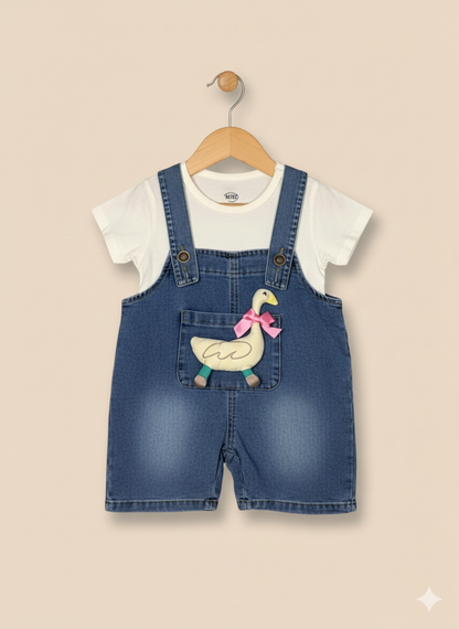 Little Swan Denim Dungaree Set (2-Piece)