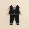 Infant Knit Vest and Striped Tracksuit-Black