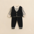 Infant Knit Vest and Striped Tracksuit-Black