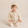 Newborn Knit Cardigan & Cap Set - Beige