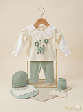 Floral Embroidered Luxe 5 Piece set Pistachio