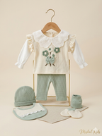 Floral Embroidered Luxe 5 Piece set Pistachio