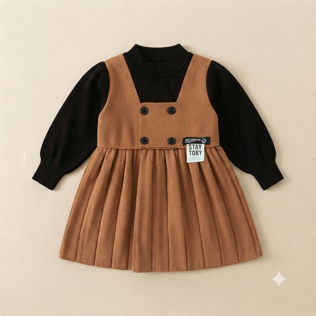 Two-Piece Style Knit Frock Set
