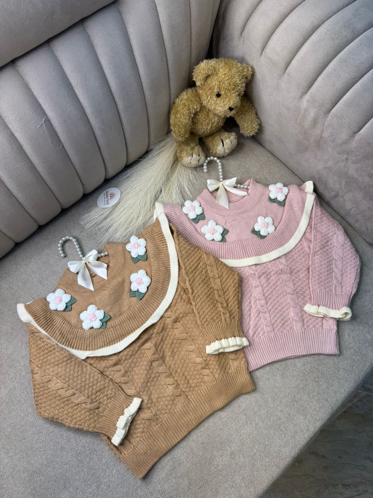 Cocoa Bloom Ruffle Knit Sweater — Aesthetic Winter Staple