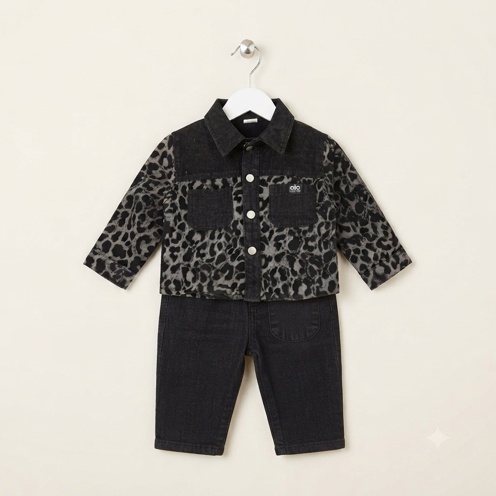 Rebel Leopard Denim Set Unisex-3pc