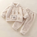 Adorably Cozy Cream Bunny Fluffy Winter Tracksuit for Kids