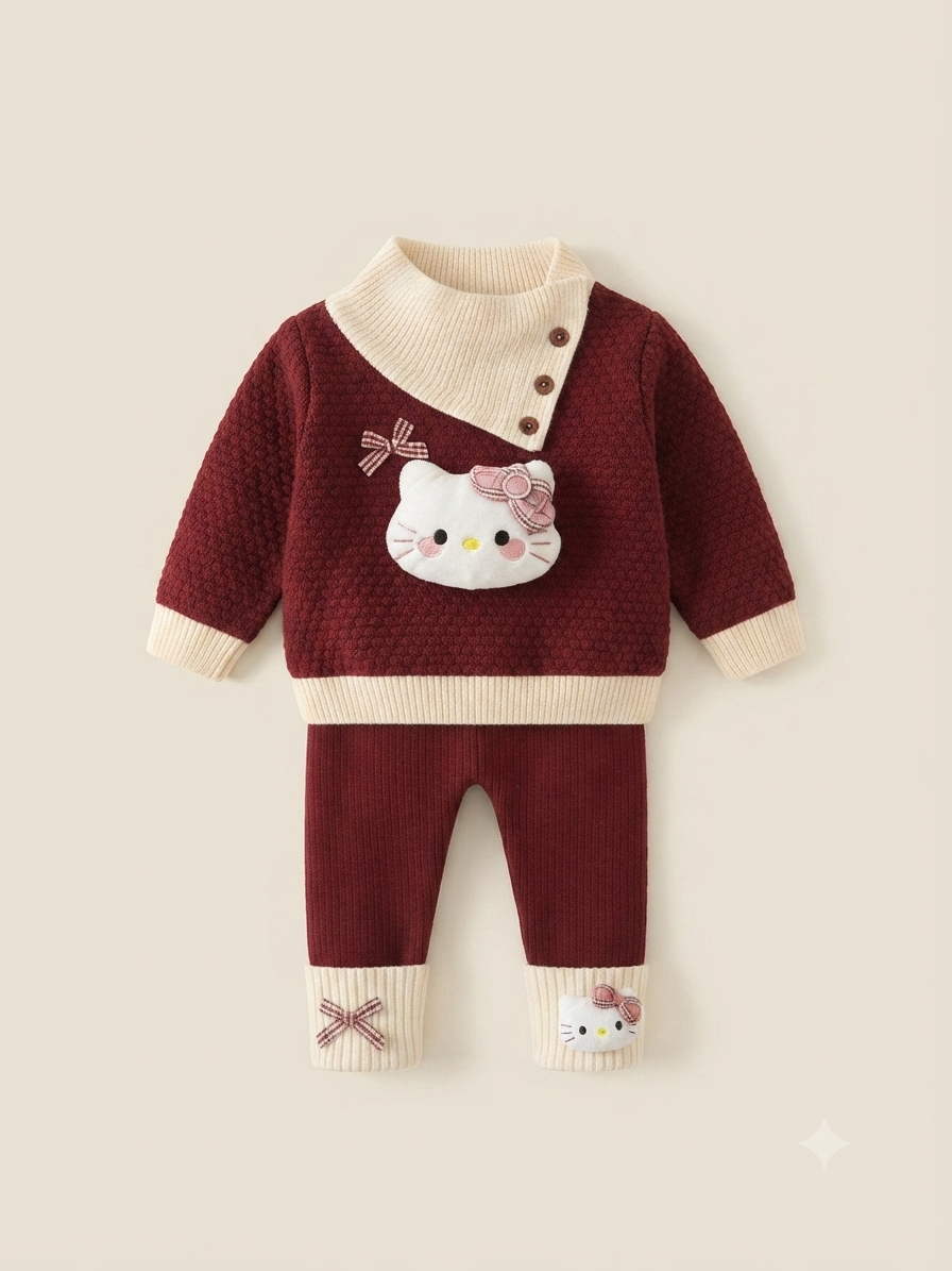 Little Miss Hello Kitty Thermal Knitwear Suit