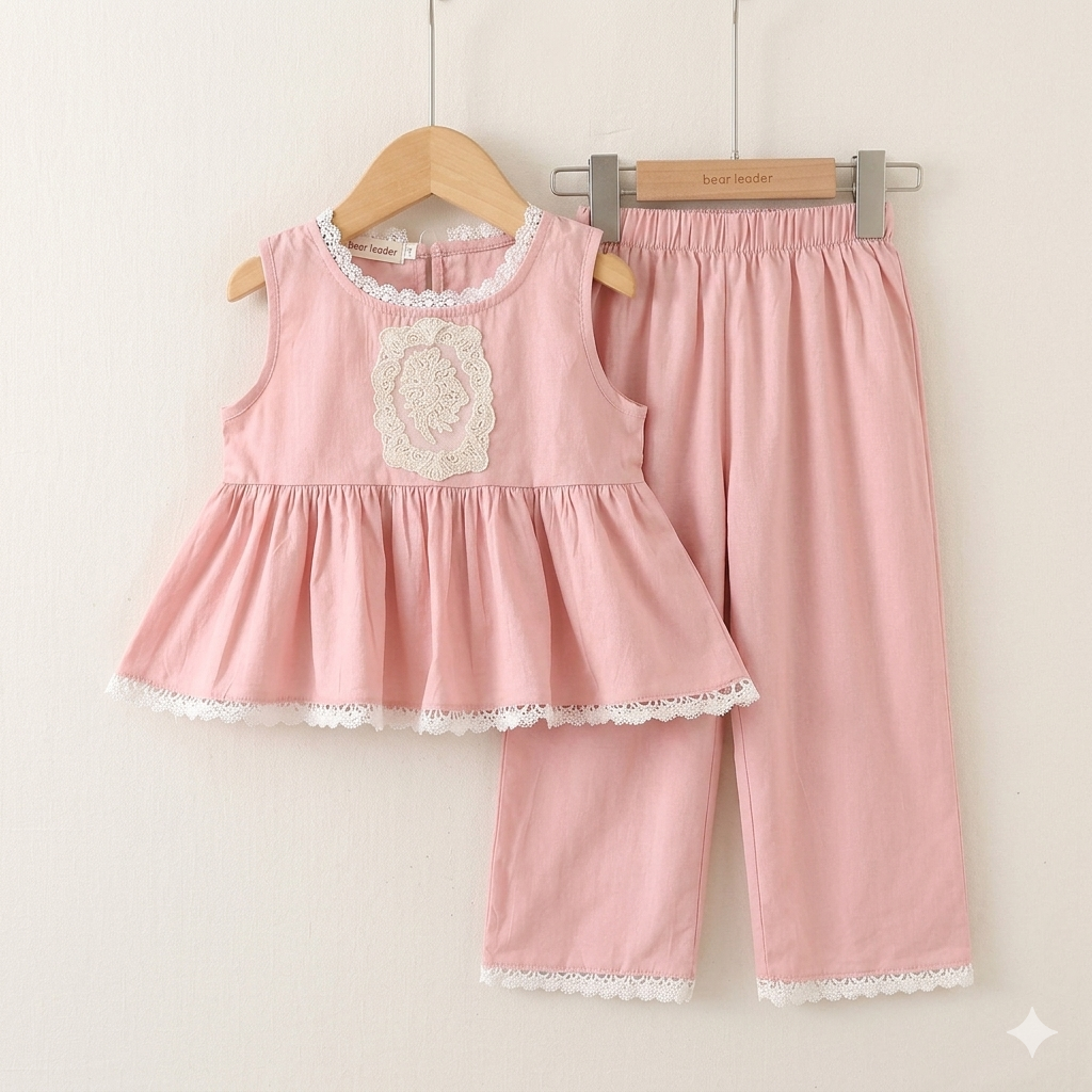 Blush Lace Peplum Co-ord Set