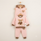 Girls' 3-Piece Fleece-Lined Velvet Teddy Set
