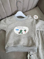 Grey Dinosaur Sweatshirt & Jogger Set Fleece