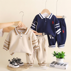 Little Gentleman Polo Sweatshirt & Jogger Set – Classic Beige