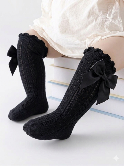 Satin Bow Princess Knee Socks