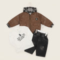 Toddler Boys Plaid-Hooded Faux-Leather Jacket & Baggy Set