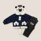 Kids Tiger leather Winter Jacket & Fur-Lined Baggy Pants Set