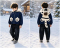 Kids Tiger leather Winter Jacket & Fur-Lined Baggy Pants Set