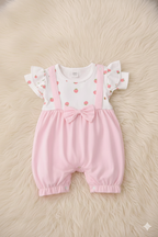 Sweet Strawberry Bow Romper with hairband