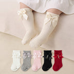 Elegant Pearl & Satin Bow Baby Socks