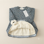 Girls' Fleece-Lined Floral Frock with Knit Cardigan Set