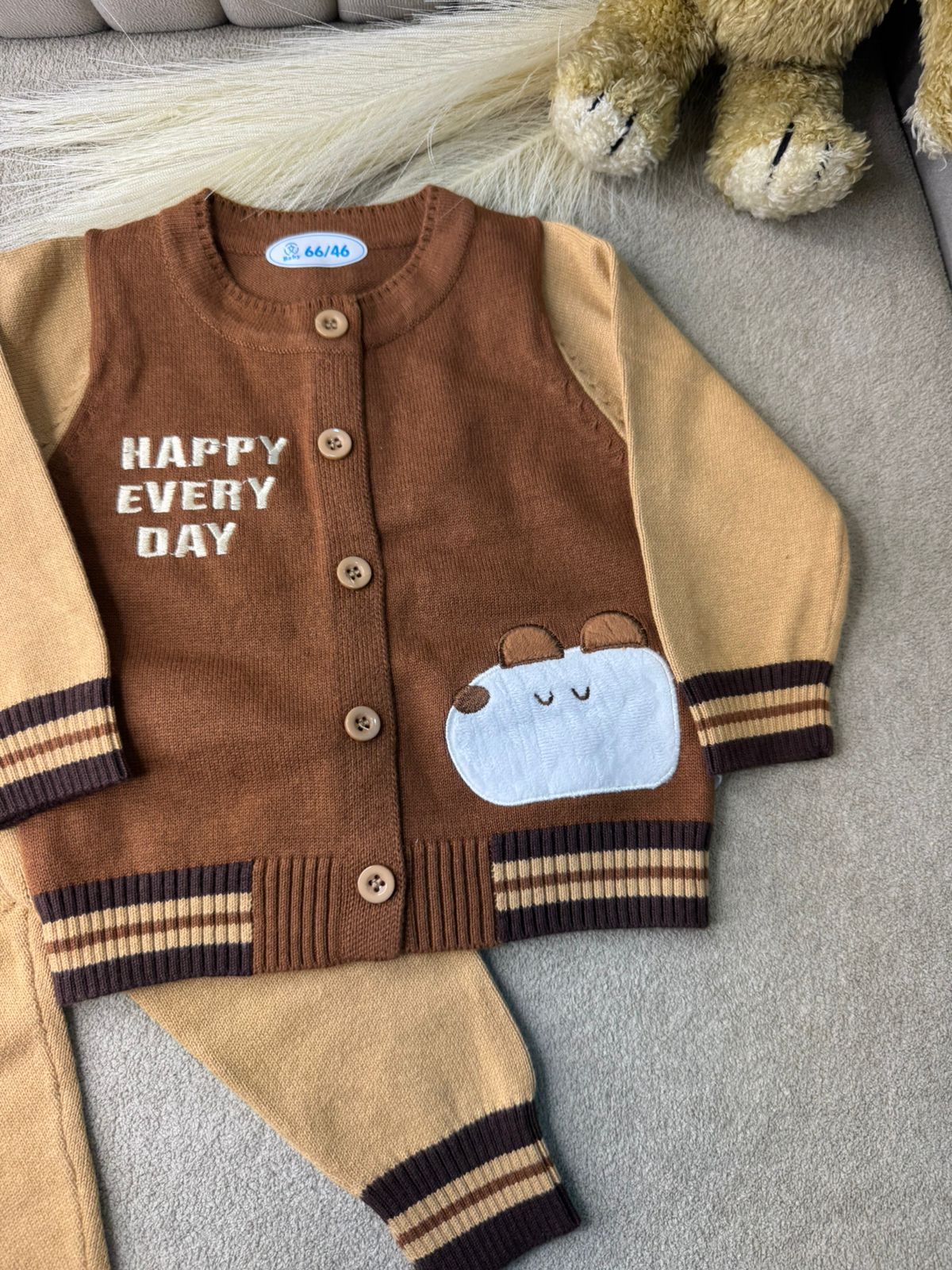 Happy Bear Button Knit Set