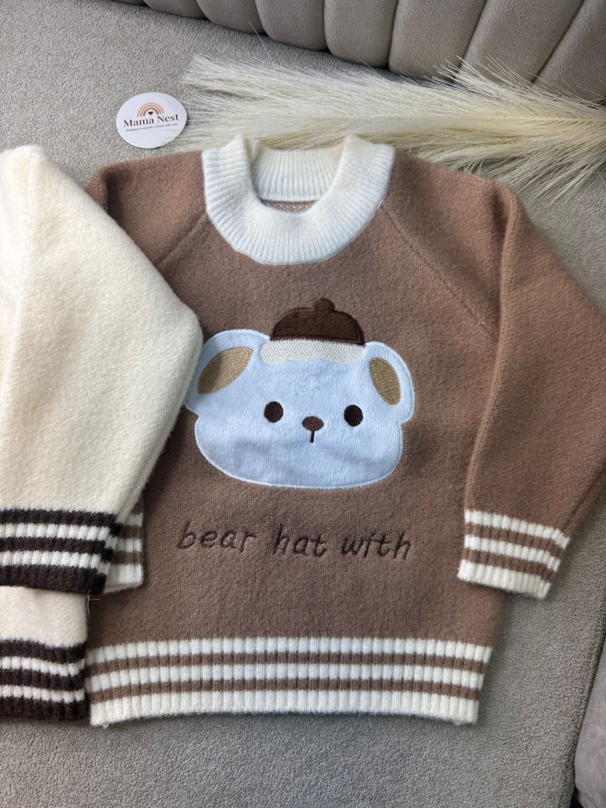 🧸 Bear Hug Knit Sweater — Cocoa Brown