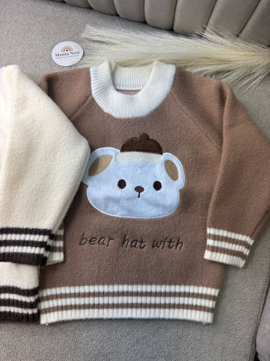 🧸 Bear Hug Knit Sweater — Cocoa Brown