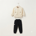 Boys' Faux Leather Monogram Bomber Cargo Set-3 piece
