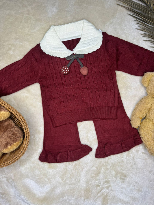 Berry Bloom Wool Set – Maroon Magic