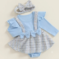 Clara Bouclé Suspenders Romper & Headband Set
