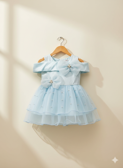 Snowflake Princess Dress (With Pearl Hairband) NB