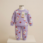Lilac Strawberry Milk Fleece Set for Kids