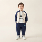 Toddler Boy Navy & Cream Panda Bomber Jacket Outfit Set