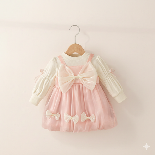 Blush Princess Bow Dress Set 🎀